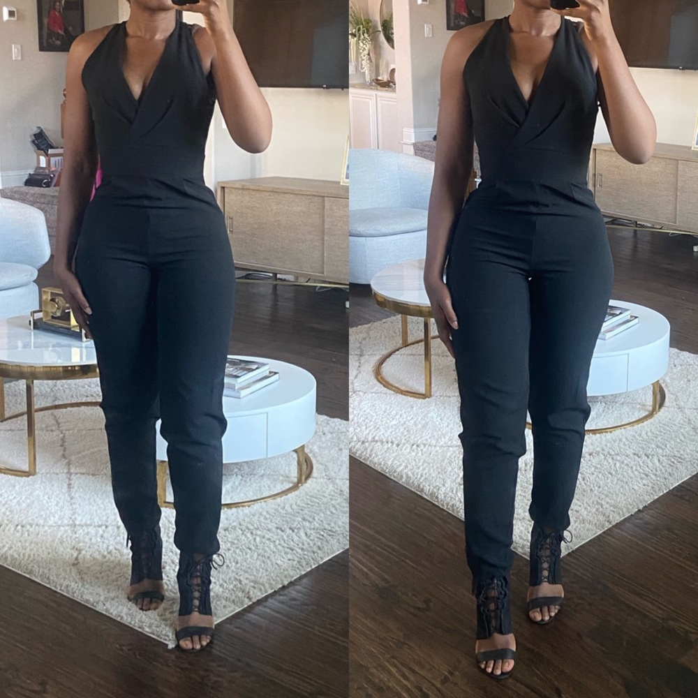 LAST CHANCE | Halter Neck Wrap Front Jumpsuit